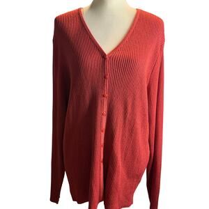 Venezia Lane Bryant Brick Red Ribbed Button Front Cardigan, Plus Size 22/24, NWT